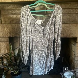 Sade & Sage NWT denim Blue dress peasant top L